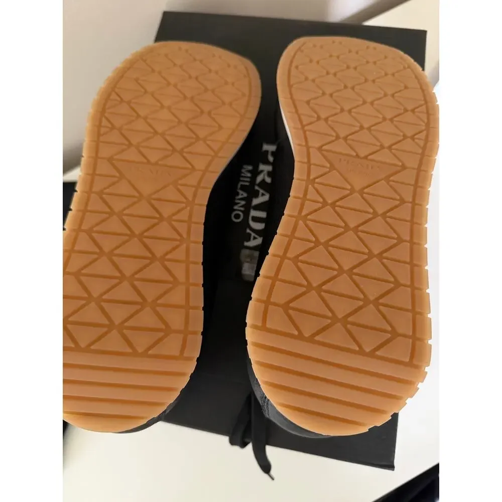 New Prada Milano Black leather Sneakers Leather Men Shoes Size 10.5 $1225 SRP